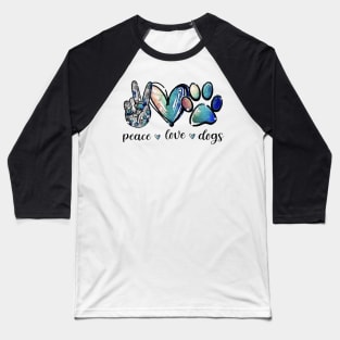 Dog Lover Peace Love Dogs Puppy Paw Baseball T-Shirt